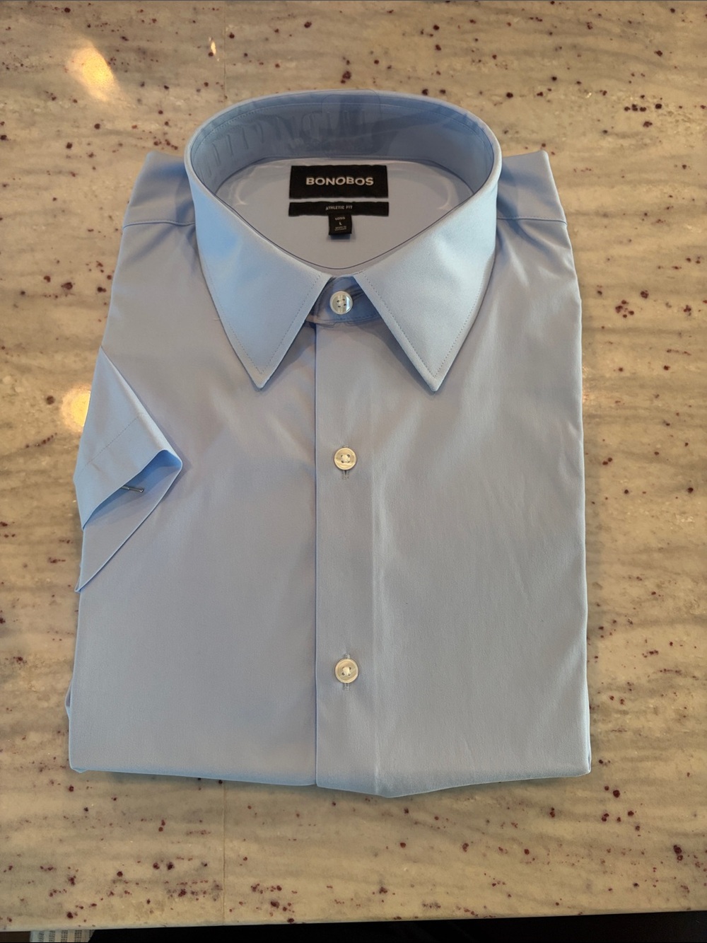 Bonobos Sky Blue Men's Short-Sleeve Dress Shirt (Large long)